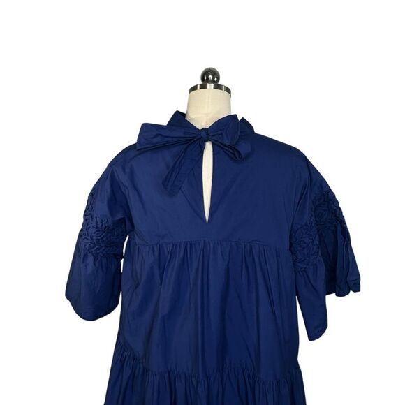 Merlette Estelle Blue High Neck Tiered Shift Dress| Size S - Picture 7 of 9